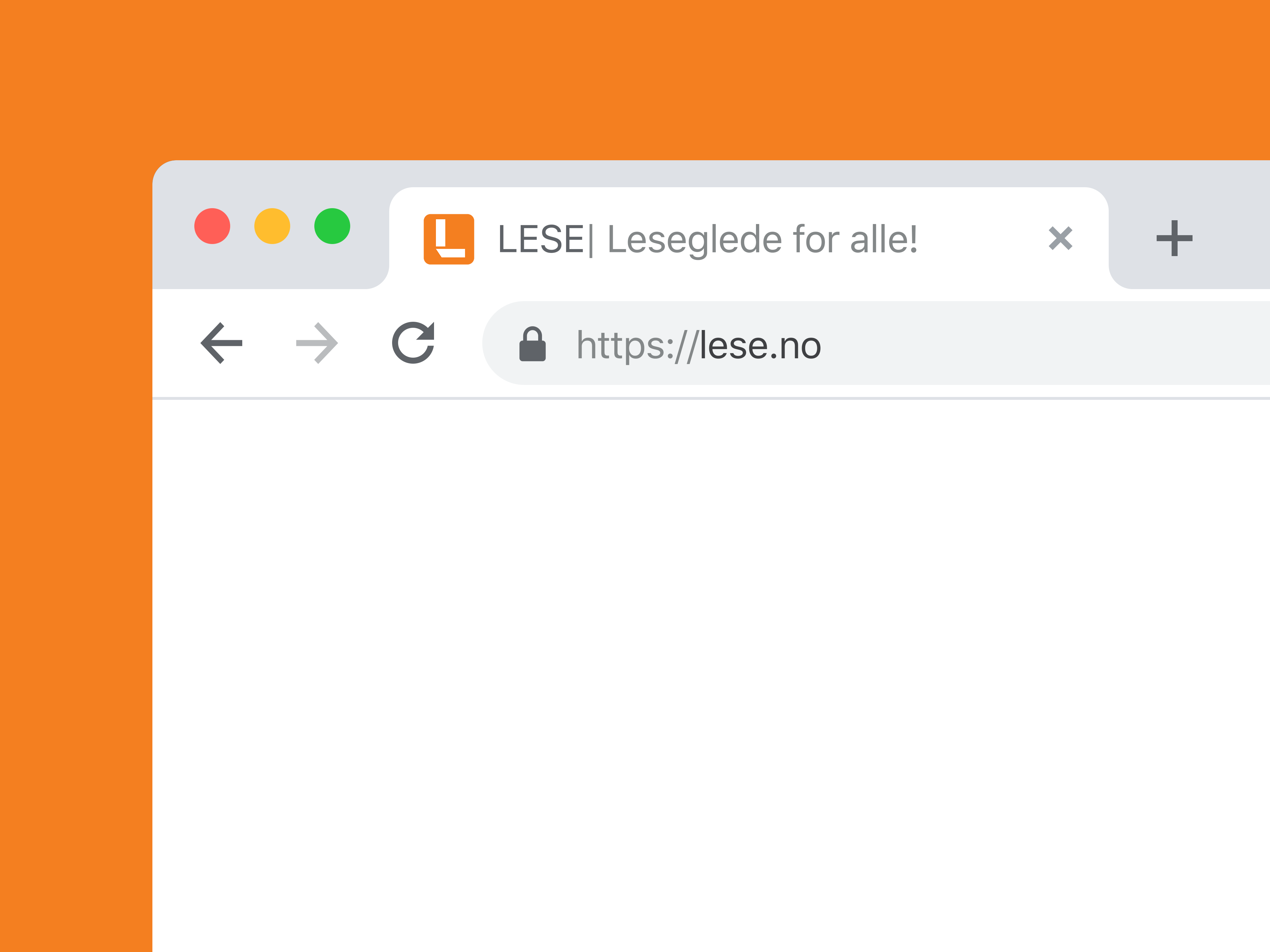 Mockup hvordan LESE logo ser ut i browser som favikon.