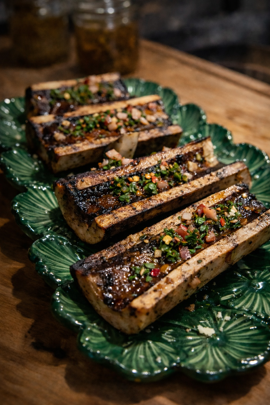 Bone marrow with chimichurri — Pizca fire-based catering
