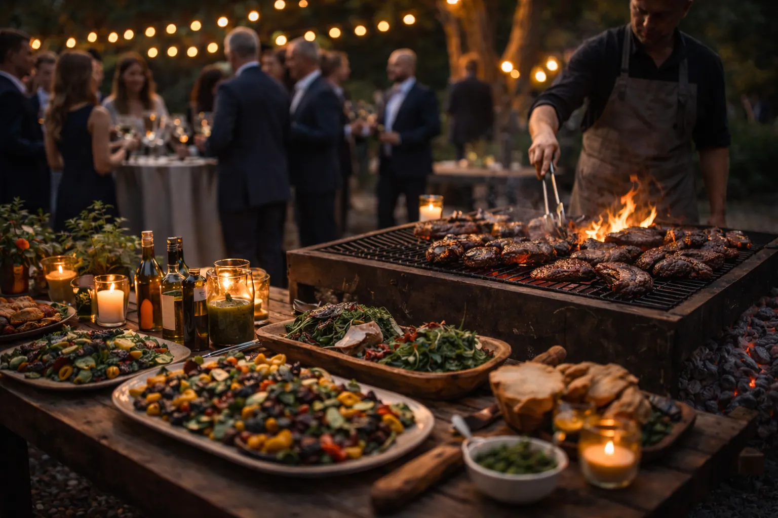 Corporate open-fire asado event