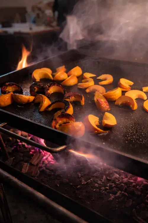 Squash roasting on the plancha