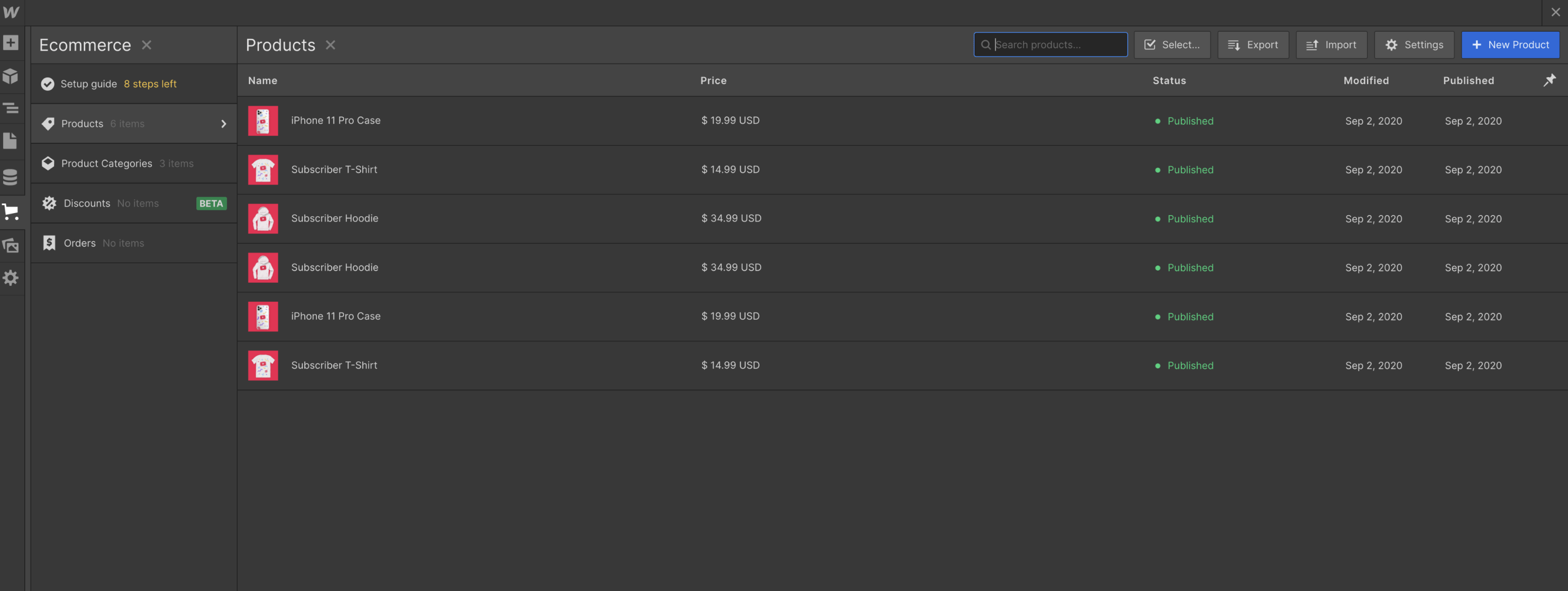 eCommerce Collection - Influencer Webflow Template