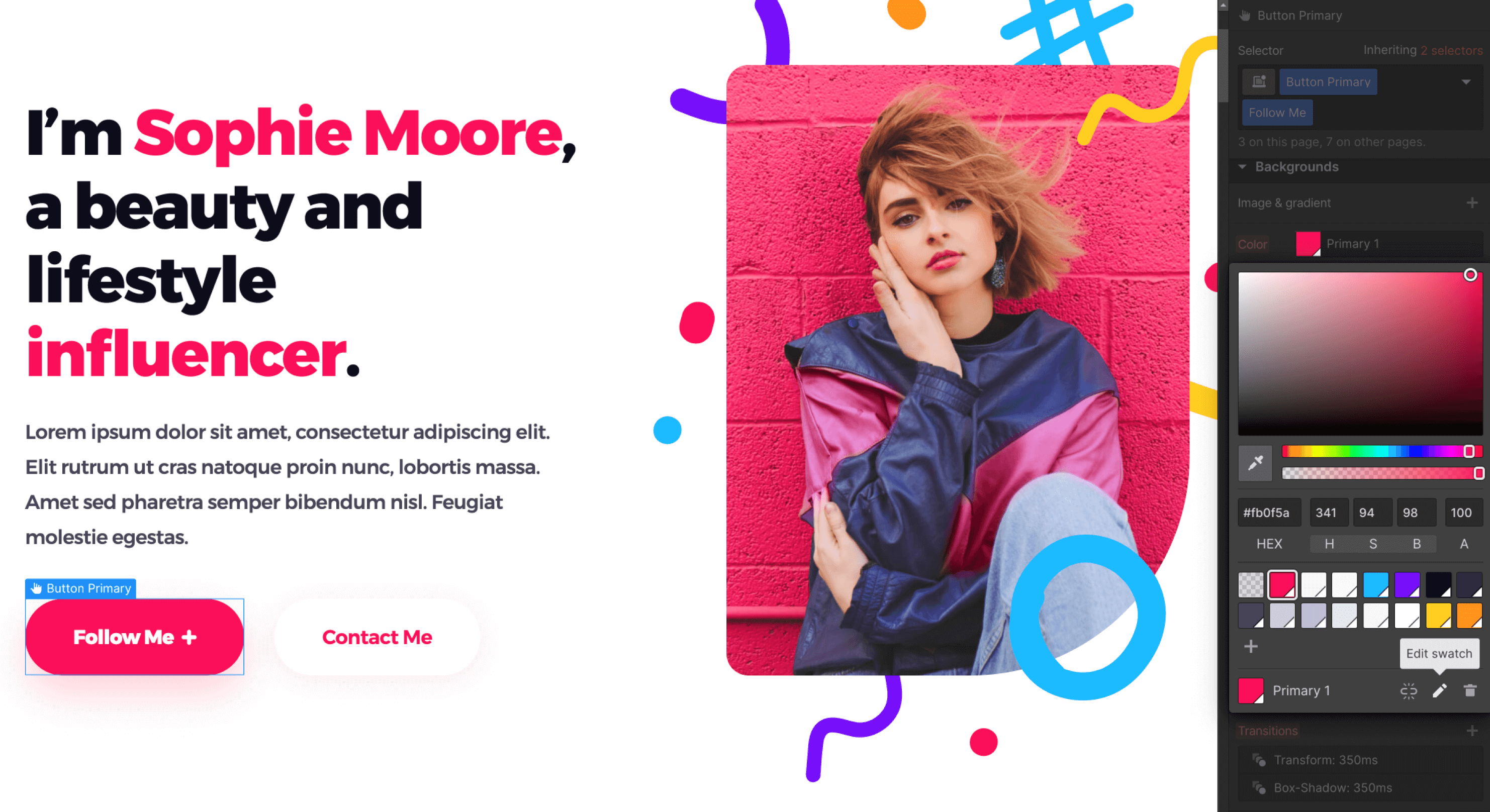 Colors - Influencer Webflow Template