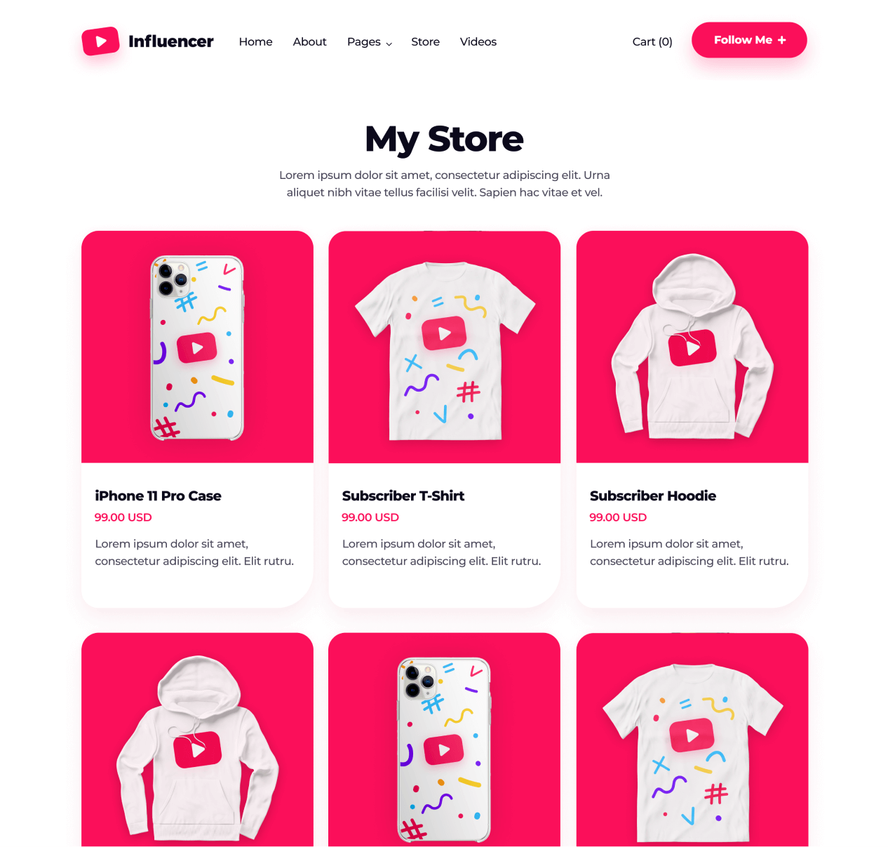 Influencer - Store page - Influencer Webflow Template