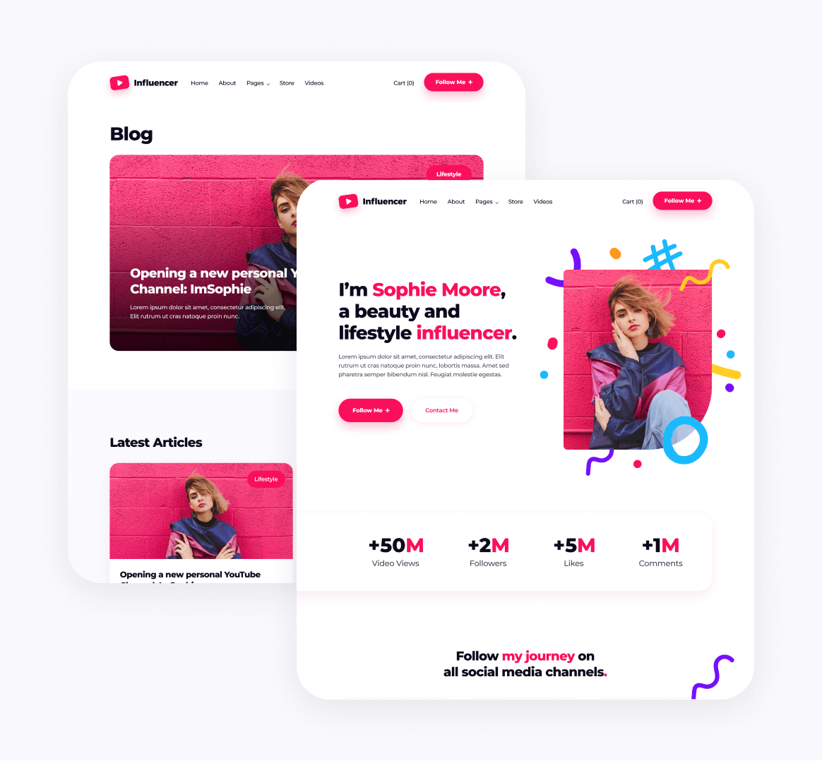 Influencer - 15 Pages Included - Influencer Webflow Template