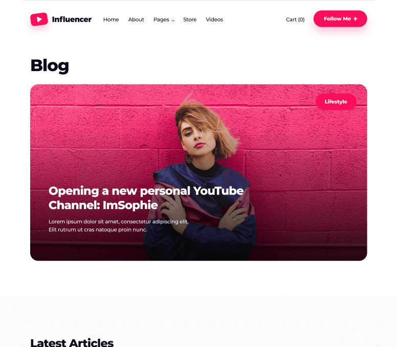 Influencer - Blog page - Influencer Webflow Template