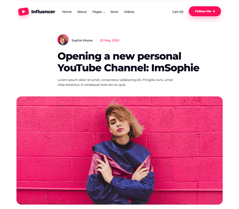 Influencer - Blog Post page - Influencer Webflow Template
