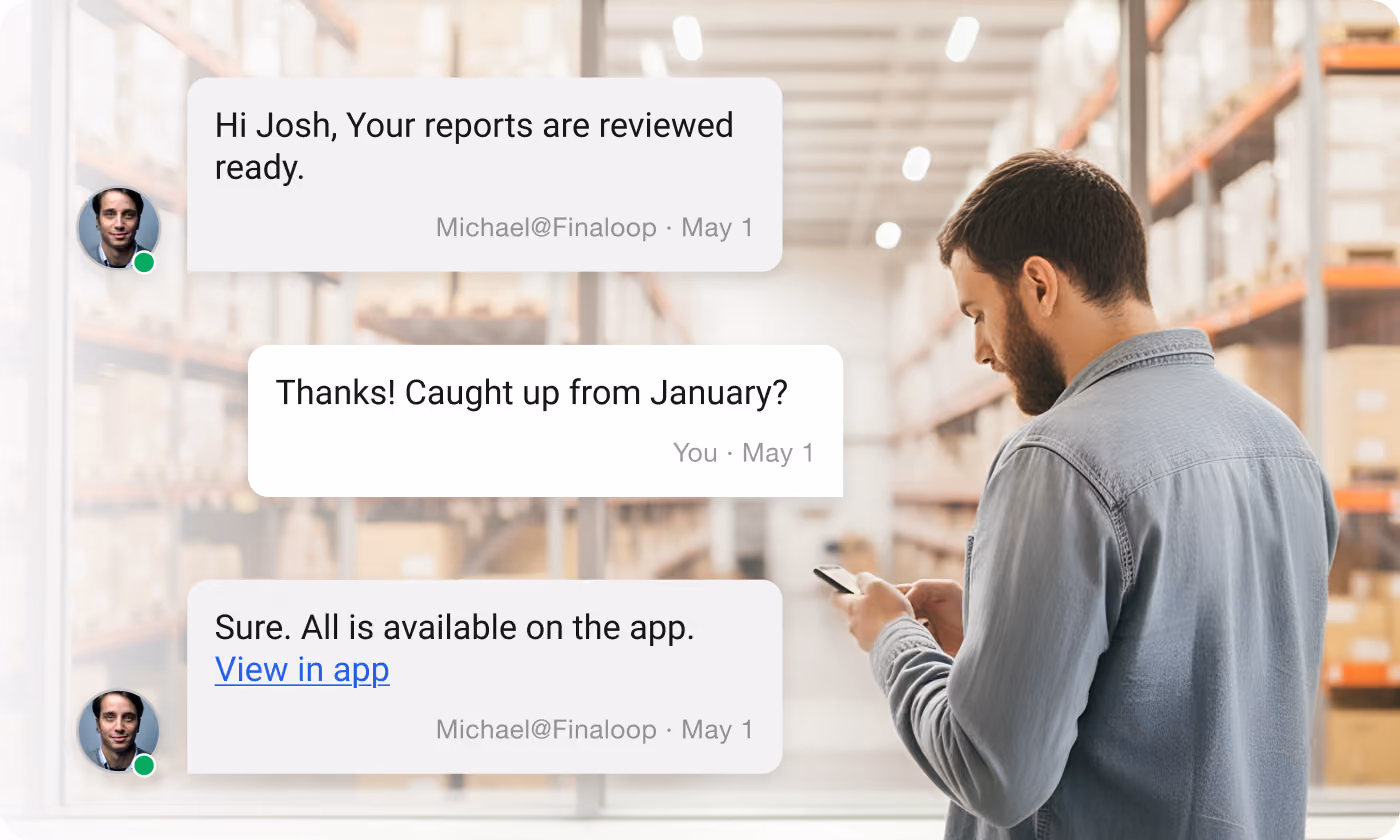 Finaloop platform and services showcasing real-time accounting, inventory, analytics, and AI-powered finance workflows.