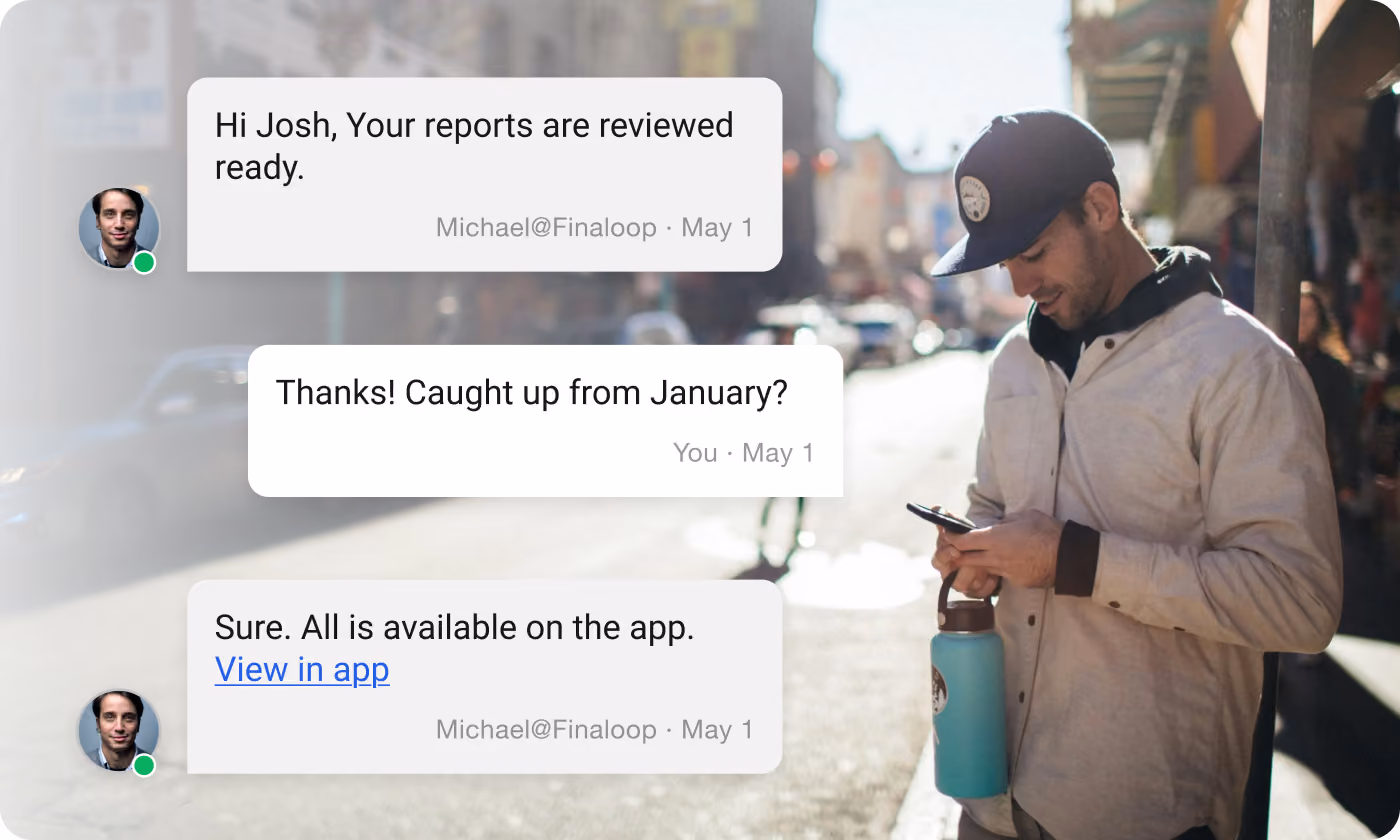 Finaloop platform and services showcasing real-time accounting, inventory, analytics, and AI-powered finance workflows.