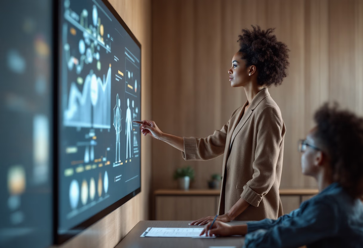 image of teacher using a smartboard (for edtech)