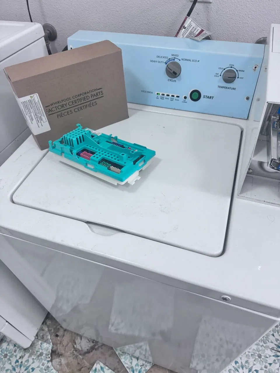 Whirlpool top load washer with factory certified replacement control board