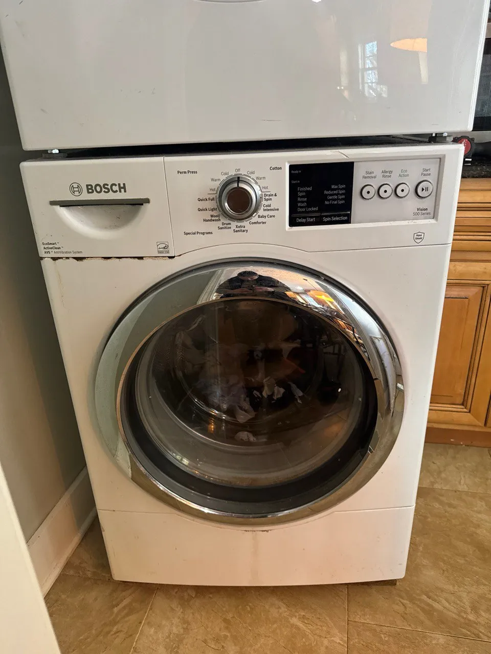 Bosch front load washer control panel and door