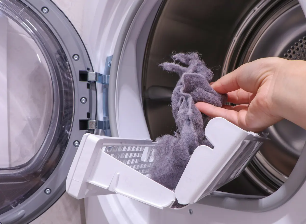 Removing lint from dryer lint filter