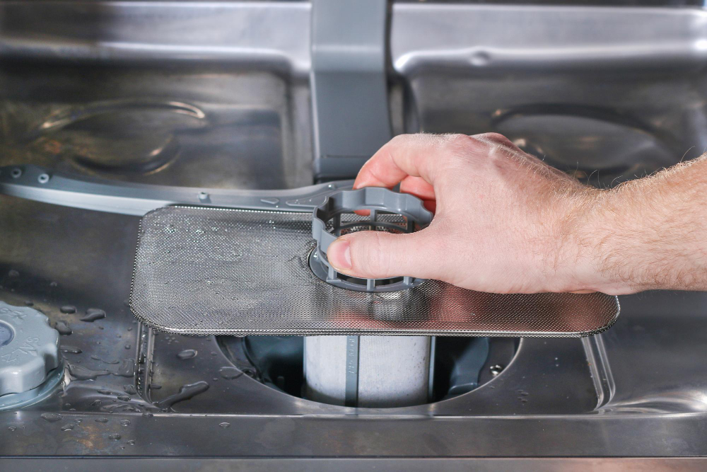 Close up of dishwasher filter