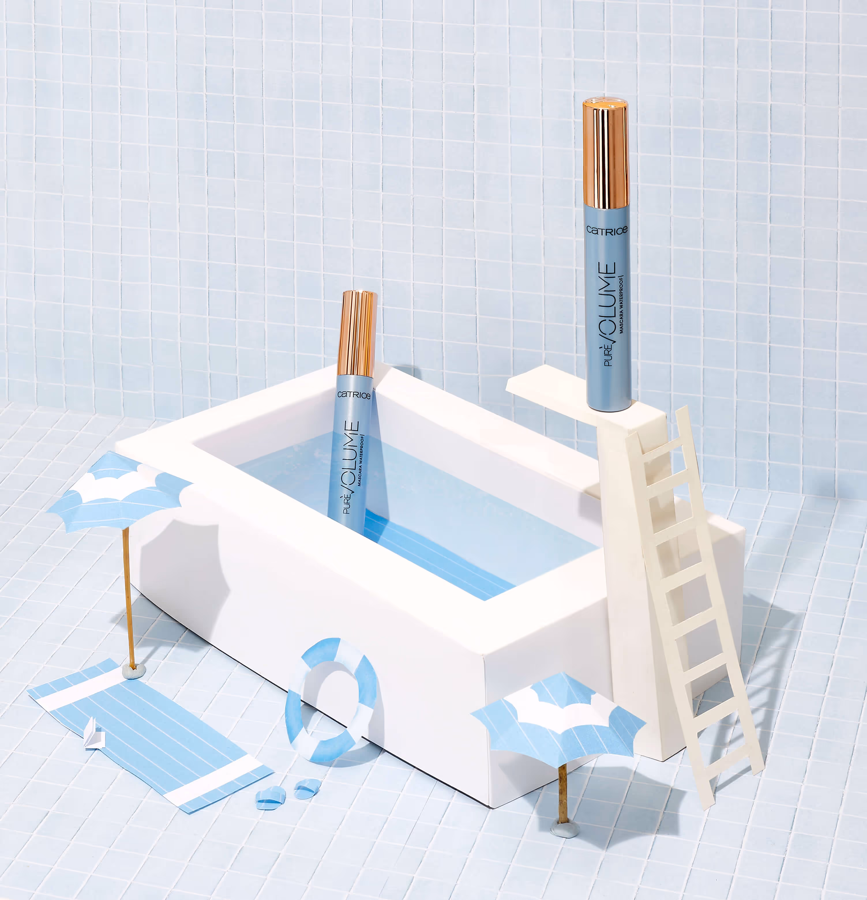 Creative paper craft set build for a waterproof mascara