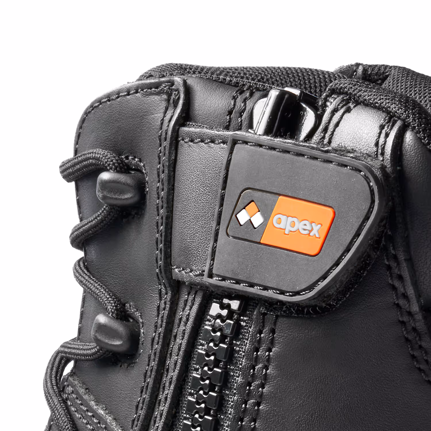 Detail shot of steel toecap work boots