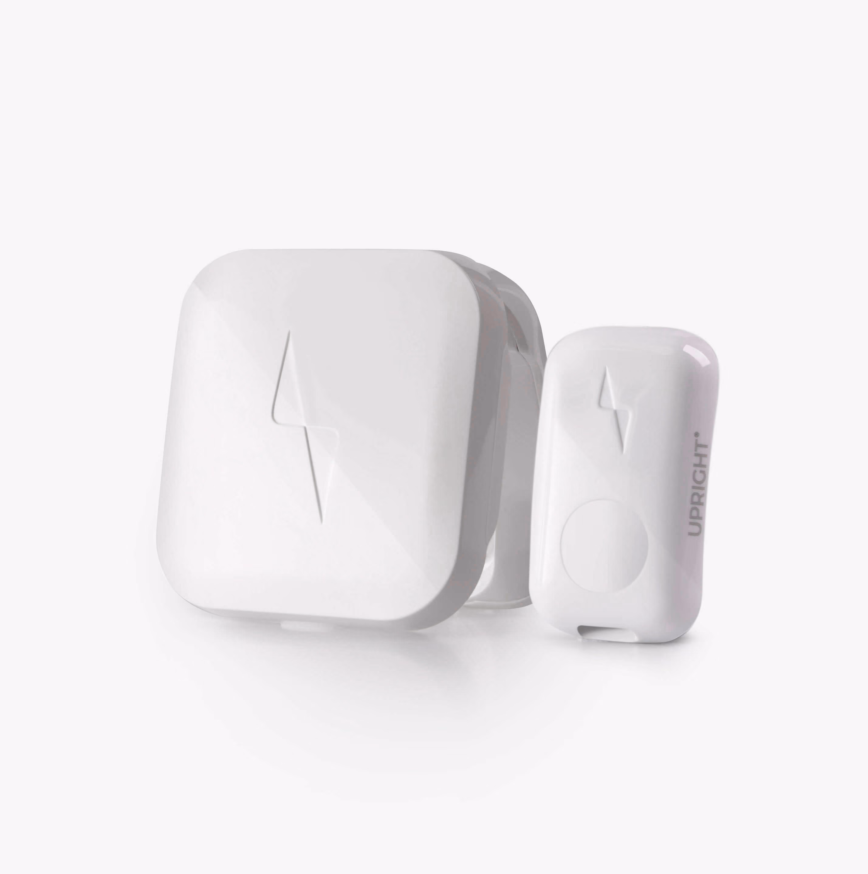 A white appliance used to reduce slouching shot on a white background
