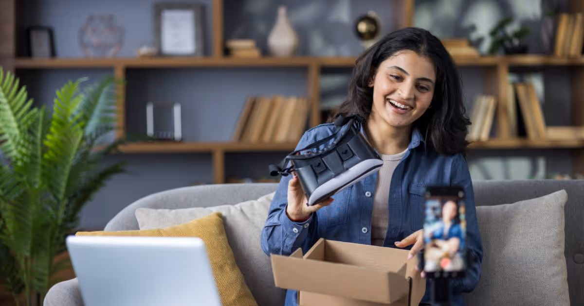 Woman testing product at home.