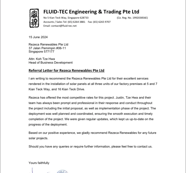 appreciation letter for Rezeca