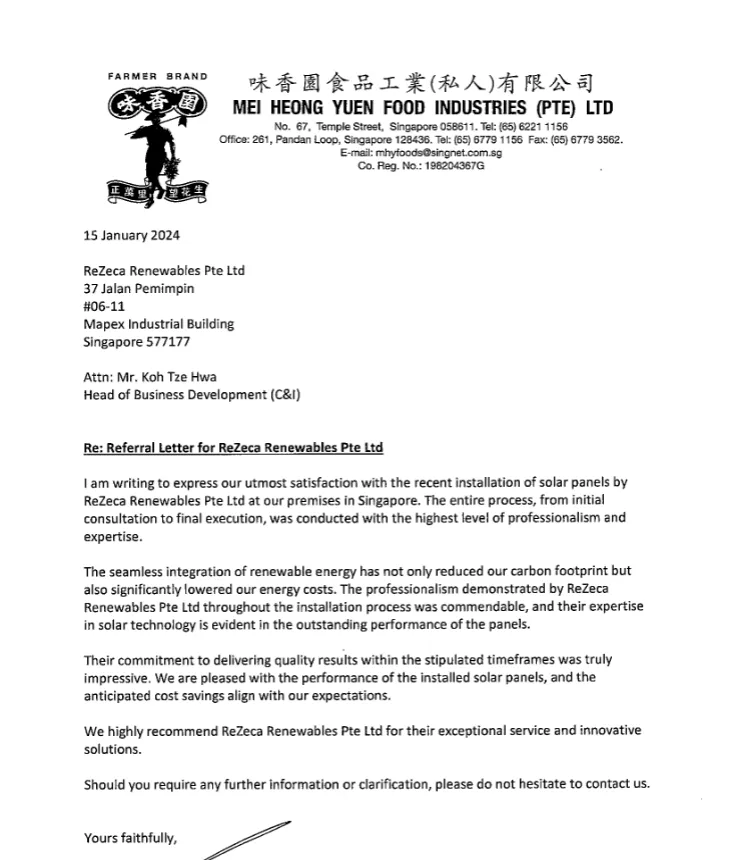 appreciation letter for Rezeca