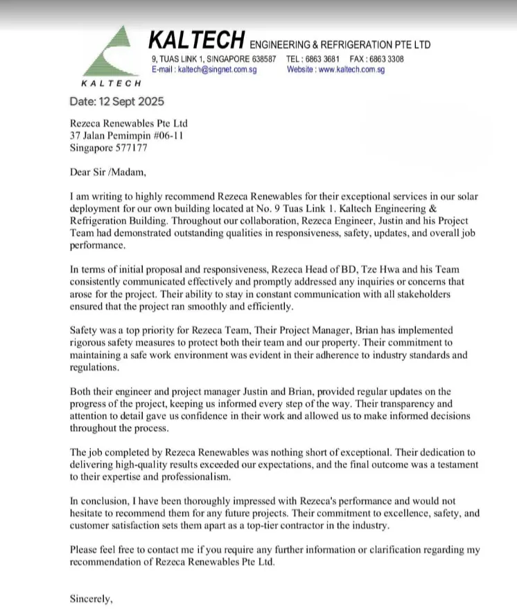 appreciation letter for Rezeca