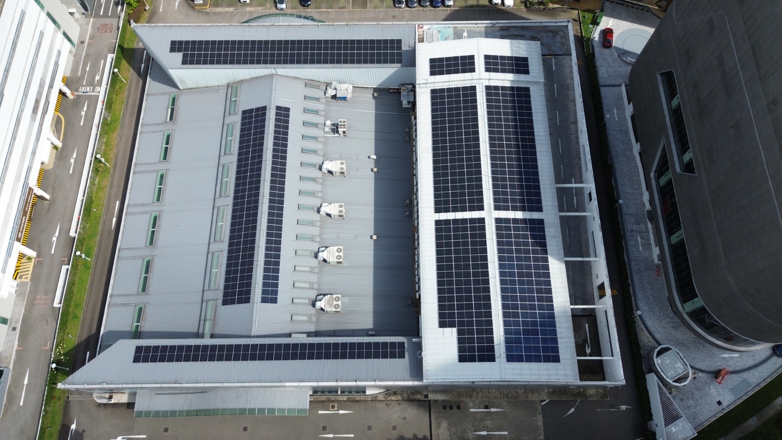 Rezeca Renewables 266.88 kWp commercial solar installation on a metal roof at Alexandra Road, Queenstown, Singapore