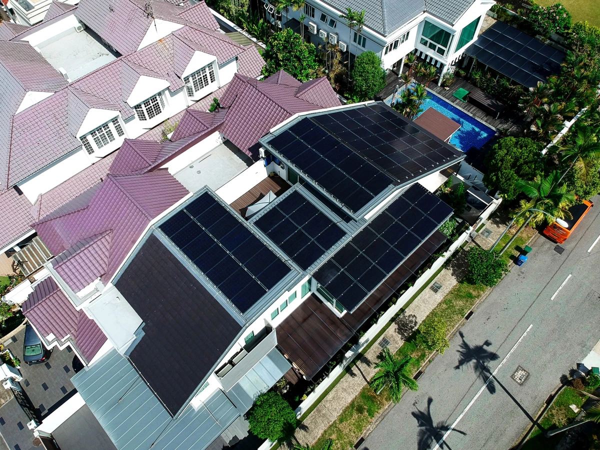 Rezeca Renewables 24.92 kWp solar panel installation on a metal roof at a landed home on Jalan Angin Laut, Bedok, Singapore