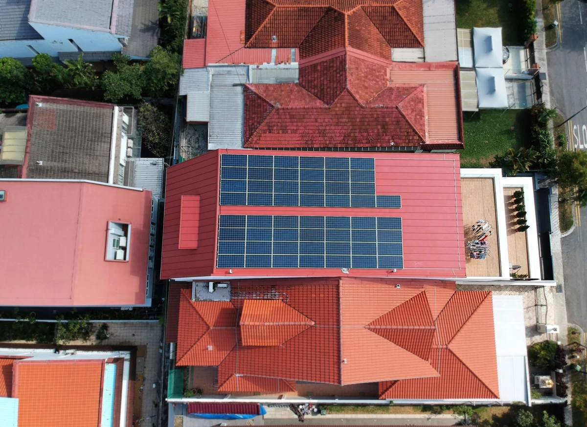 Rezeca Renewables 15.90 kWp solar panel installation on a metal roof at a landed home on Chartwell Drive, Serangoon Gardens, Singapore