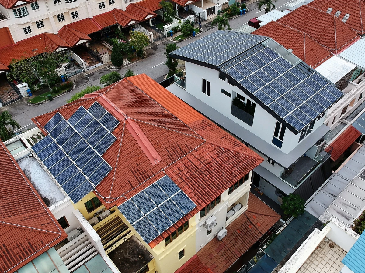 Rezeca Renewables 7.8 kWp solar panel installation on a tile roof at a Springside Link terrace home, Upper Thomson, Singapore