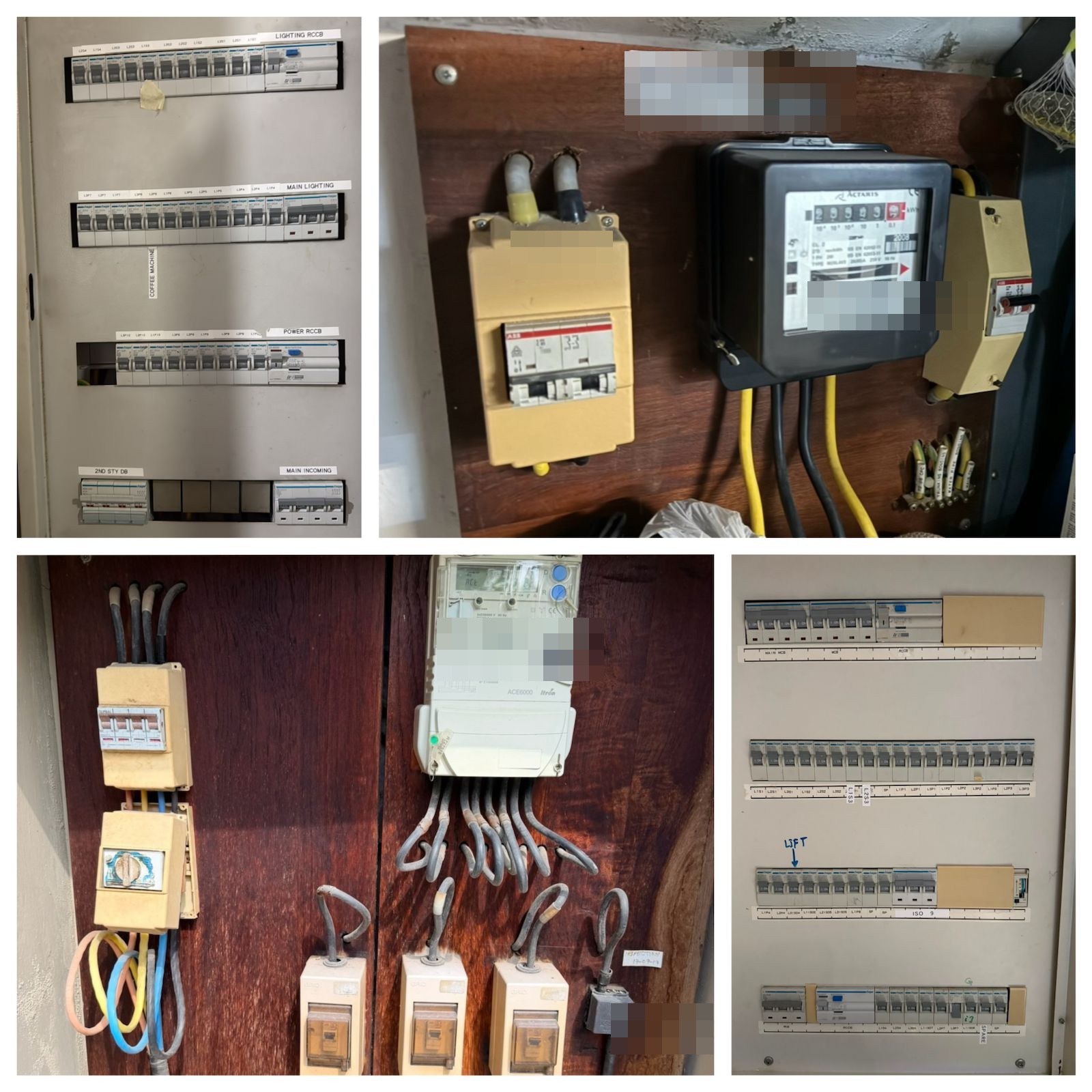 Electrical distribution board with the main switch in a Singapore landed home, used to check single-phase vs three-phase supply