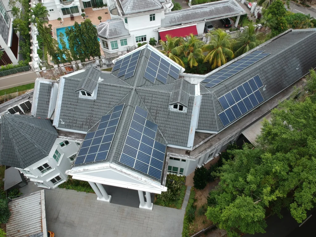 Rezeca Renewables 23.92 kWp solar panel installation on a tile roof at a landed home on Swettenham Road, Tanglin, Singapore