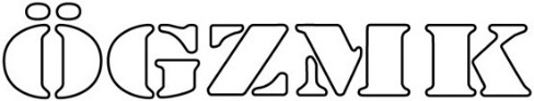 Schwarz-weißer Schriftzug mit den Buchstaben ÖGZM K in stilisierter Schriftart.