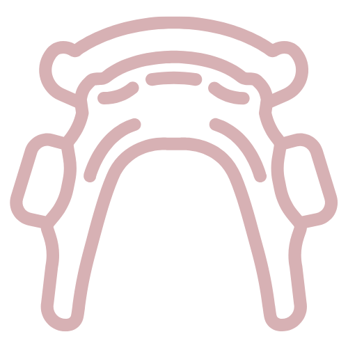 Symbol einer rosa stilisierten Zahnspange.