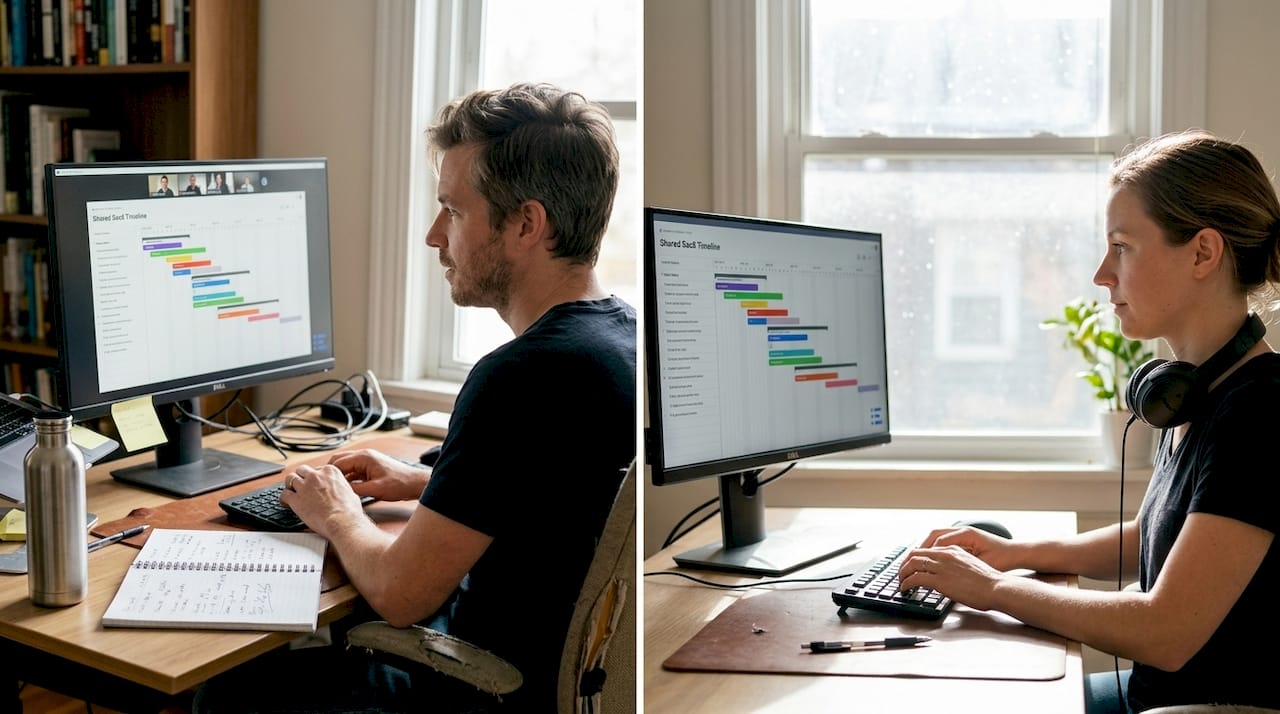 Remote product team collaborating virtually