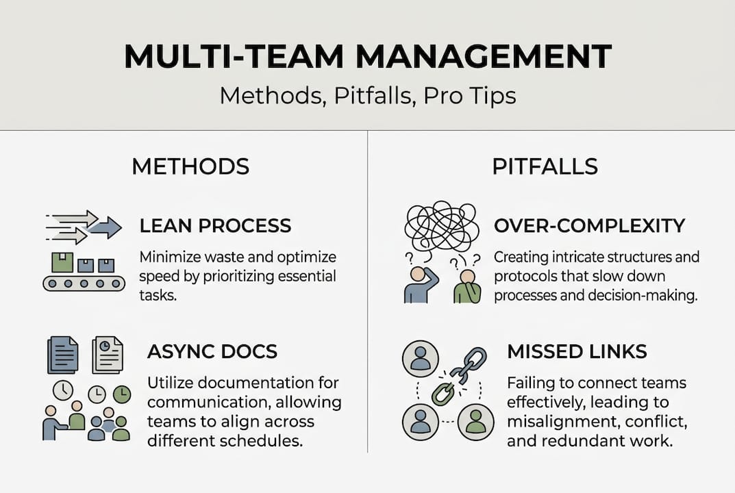 Infographic summarizes multi-team management essentials