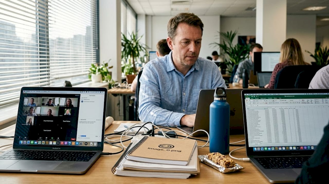 Employee managing work across multiple teams