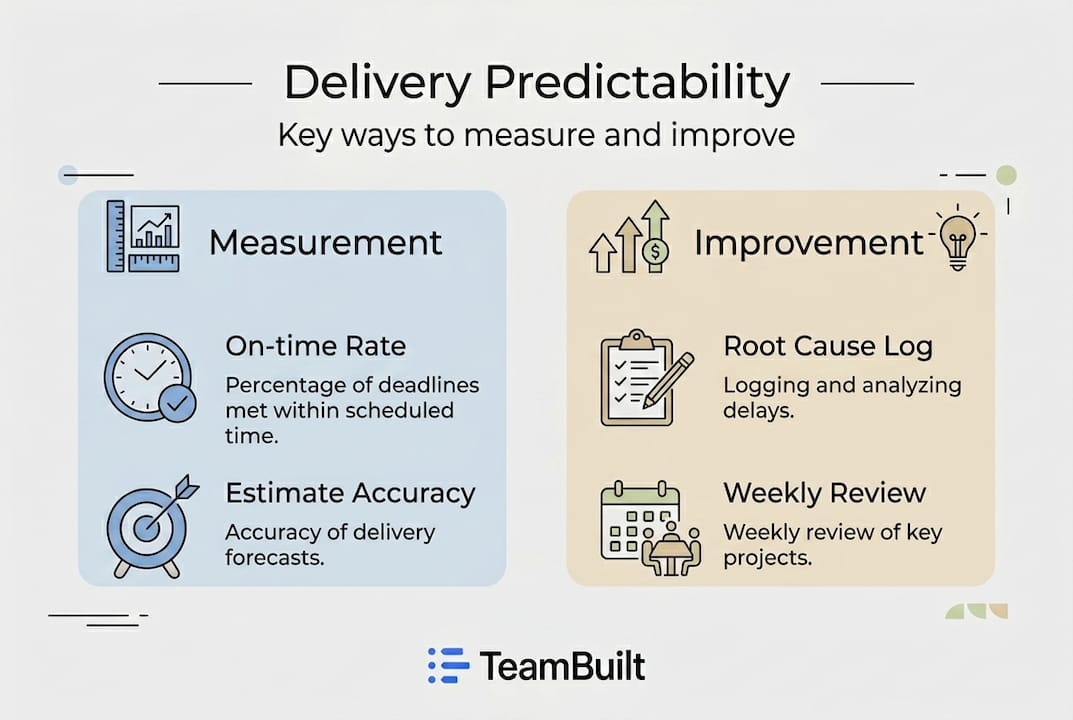 Infographic showing delivery predictability metrics