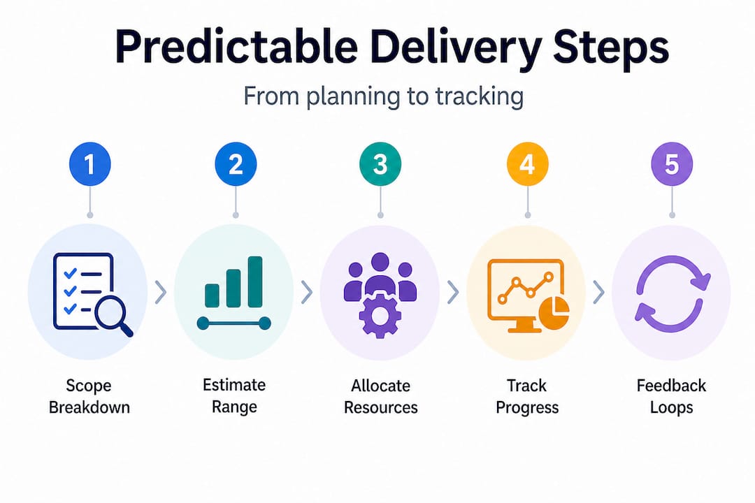 Infographic showing five steps to project predictability