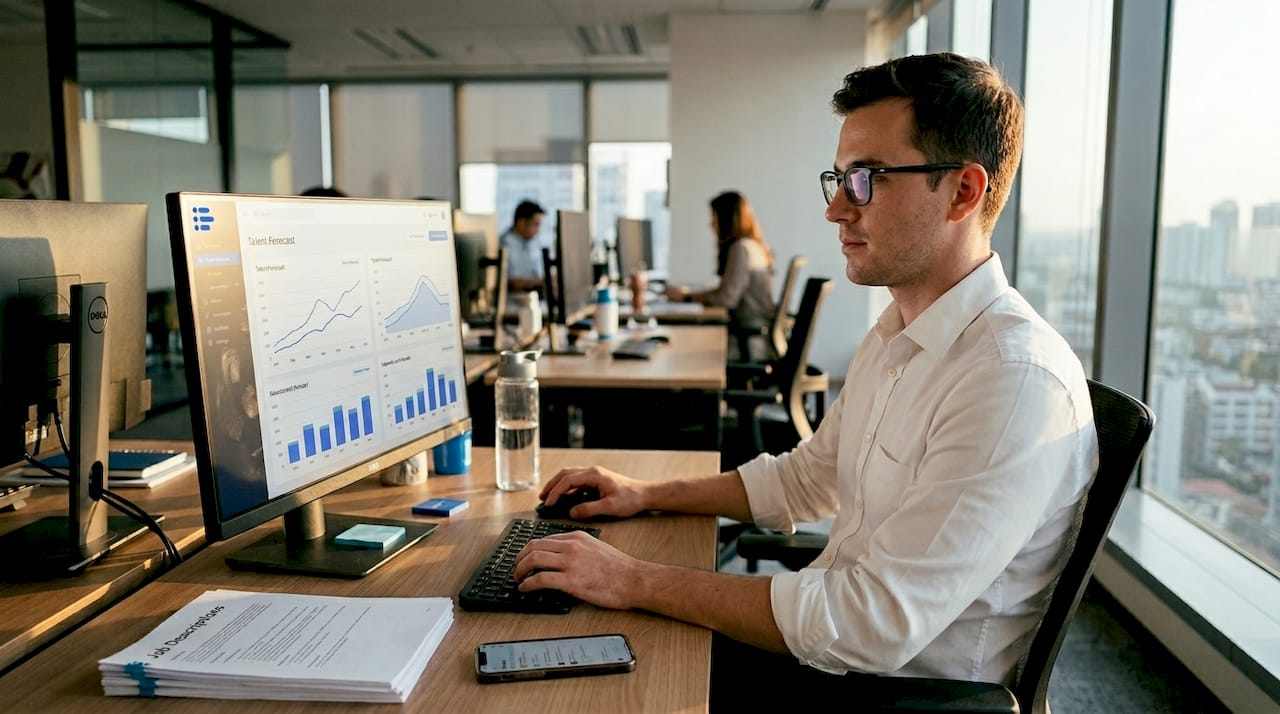 HR analyst using AI talent dashboard