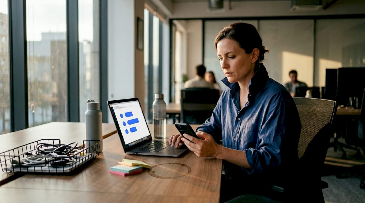 Manager juggling multiple communication tools