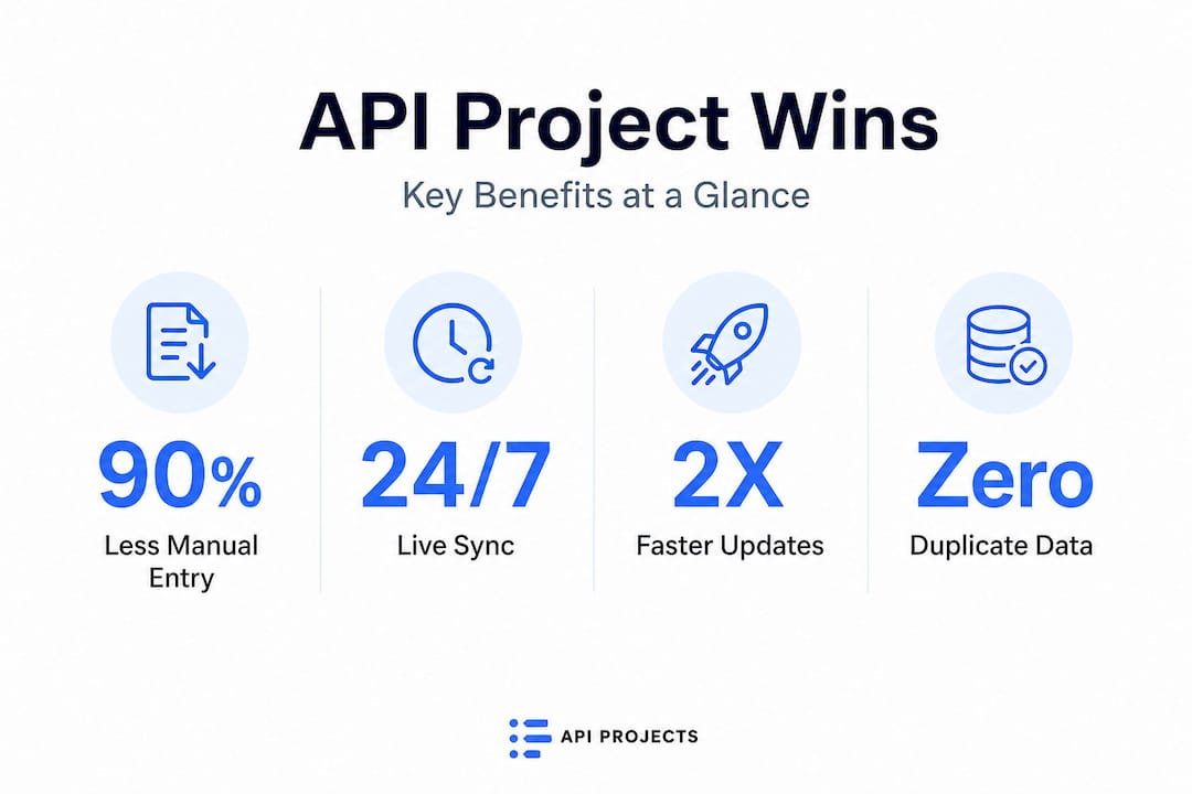 Infographic with stats on API benefits for projects