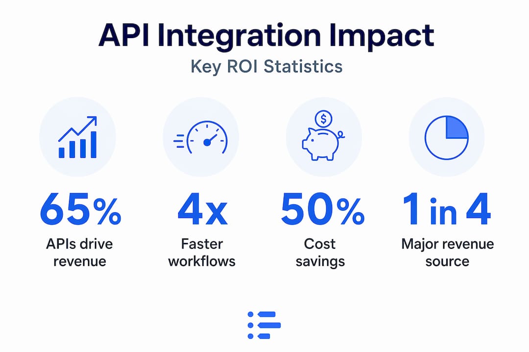 API integration infographic with top ROI statistics and numbers