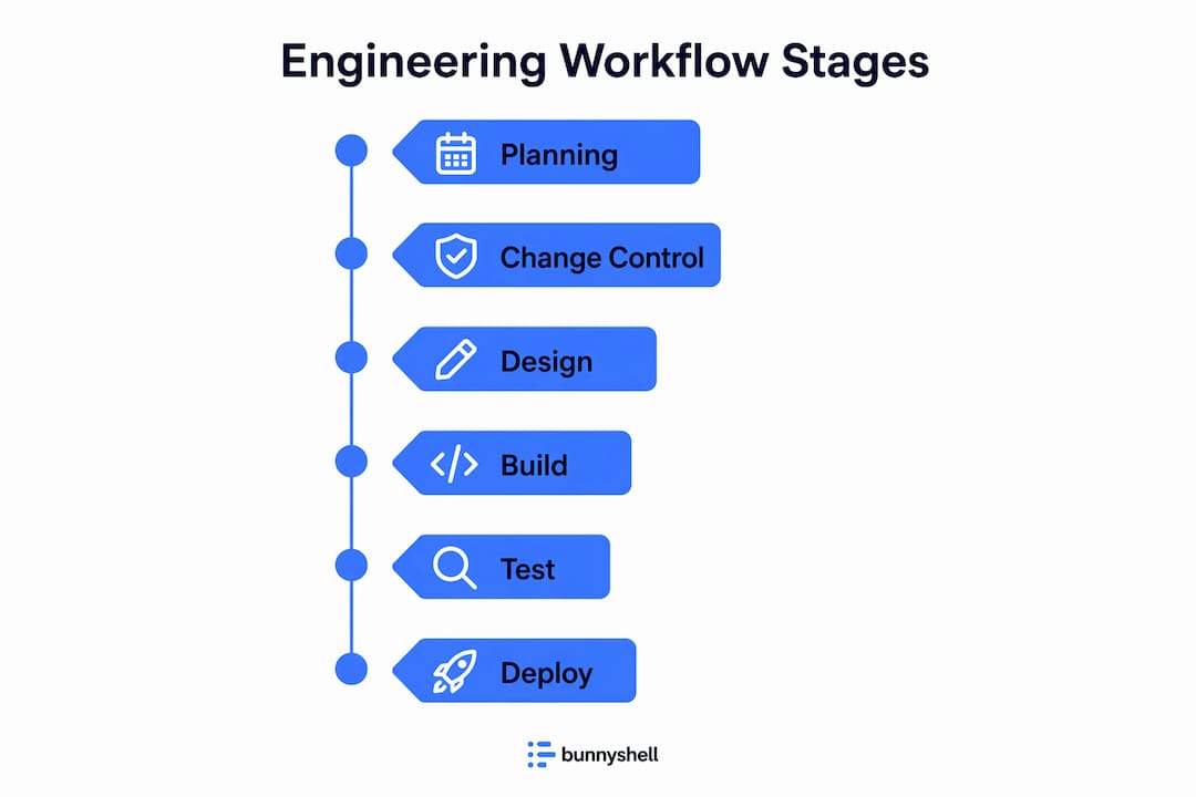 Infographic showing engineering workflow automation stages