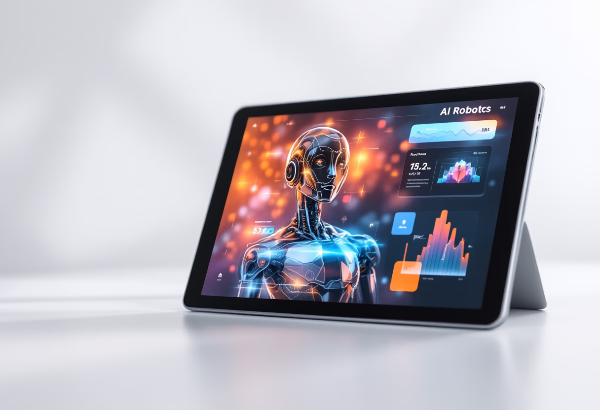 [digital project] image of a showcased project, on a tablet, for an ai robotics and automation business