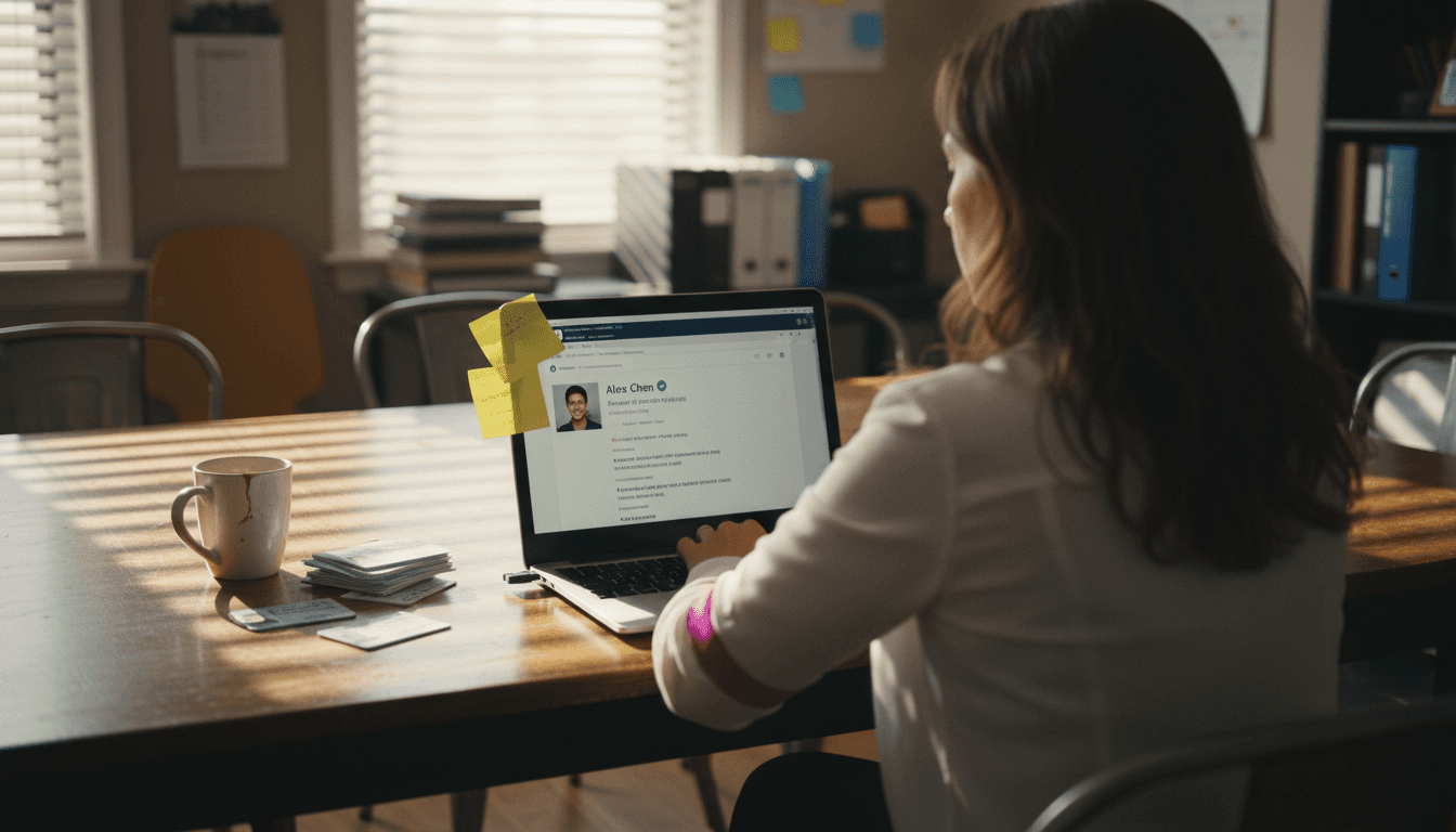 Recruiter reviewing verified LinkedIn profile