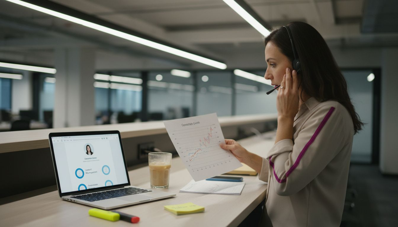 Woman reviews LinkedIn connection growth chart