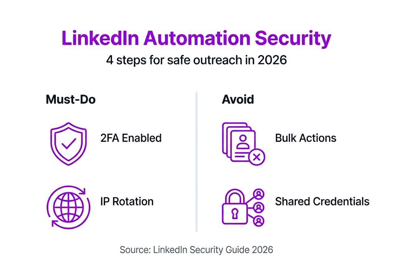 Infographic: safe LinkedIn automation steps and risks