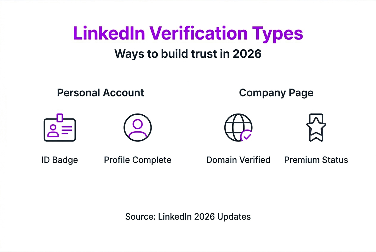 Infographic explaining LinkedIn verification types