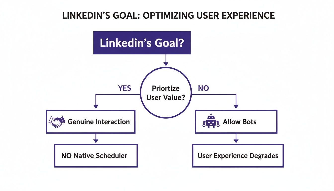 Flowchart illustrating LinkedIn's decision process for optimizing user experience based on prioritizing user value.