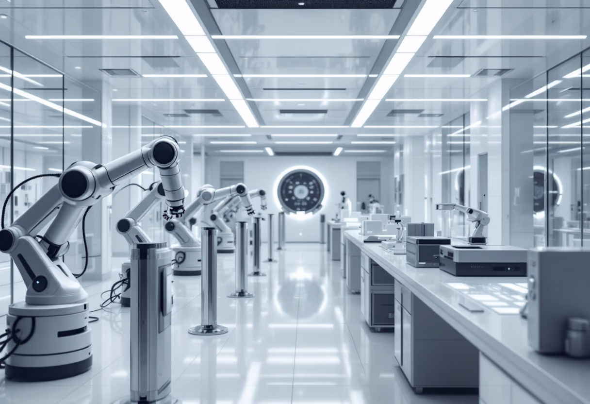 [background image] image of a futuristic laboratory setting (for a ai biotech company)