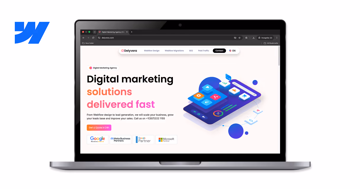 Mockup of Delyvera website